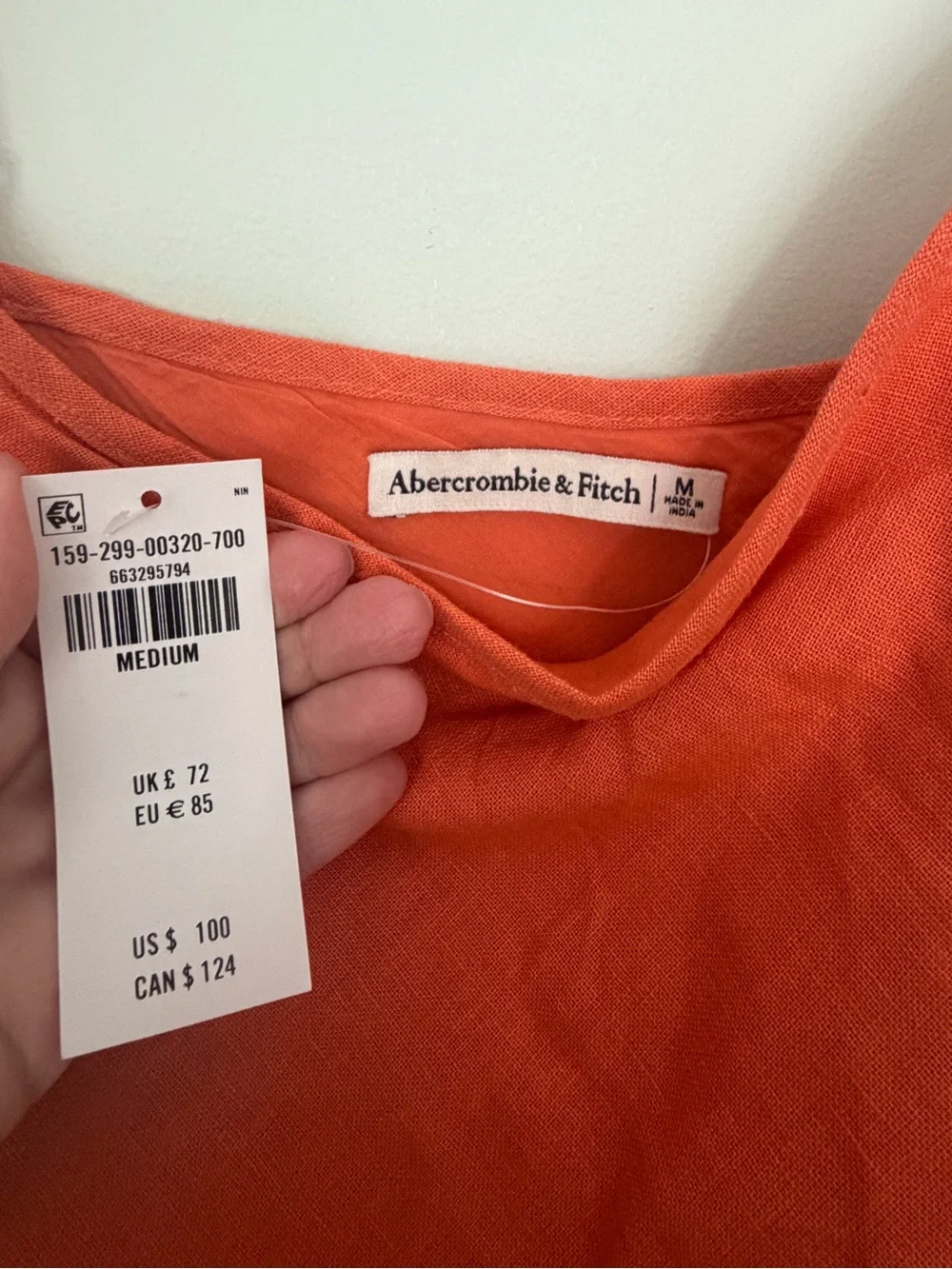 NWT The A&F Julia Slip Orange Linen-Blend Midi Dress
